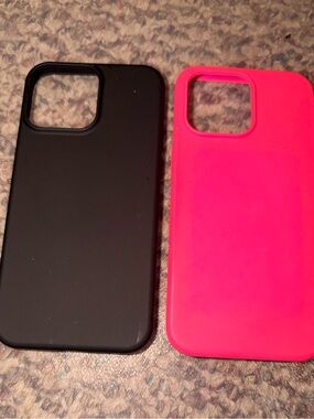 BNWOT Black and Hot Pink Silicone IPhone 15 Pro Max Case Pair